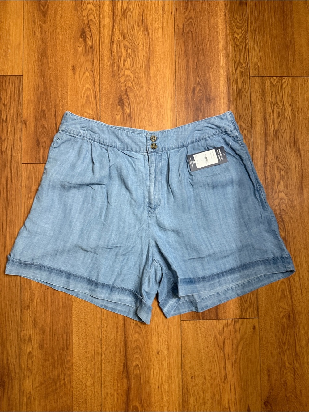 Lands' End Light Blue Linen-Blend Women's Drawstring Shorts